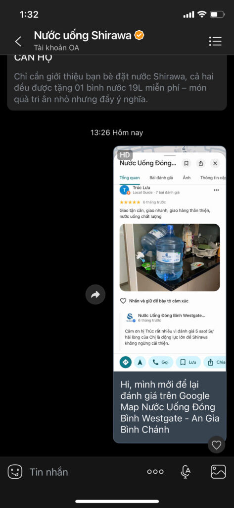 Khách hàng gửi đánh giá để xác nhận voucher giảm giá