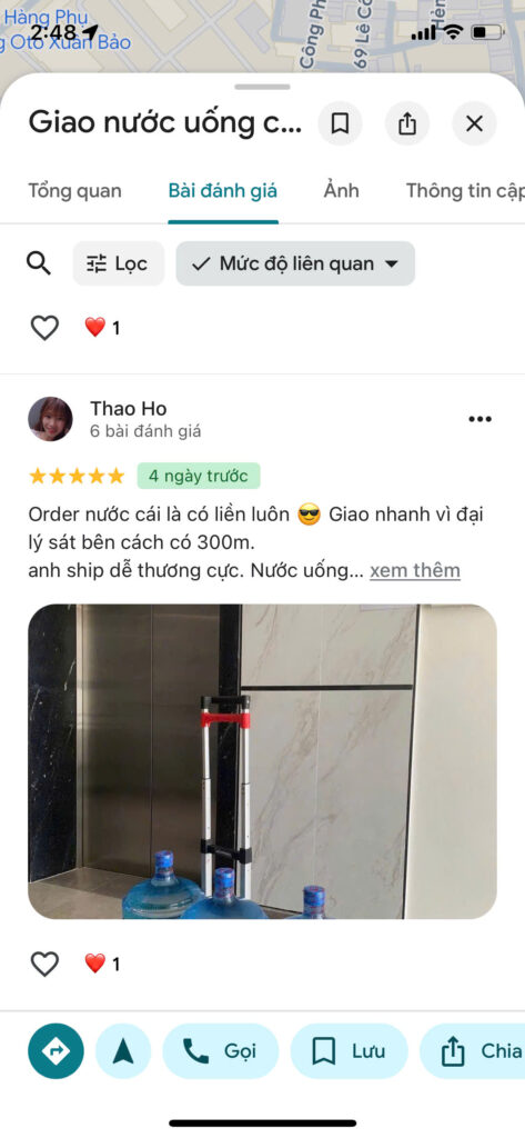 Cư dân đánh giá nước Shirawa trên google maps Privia Khang Điền