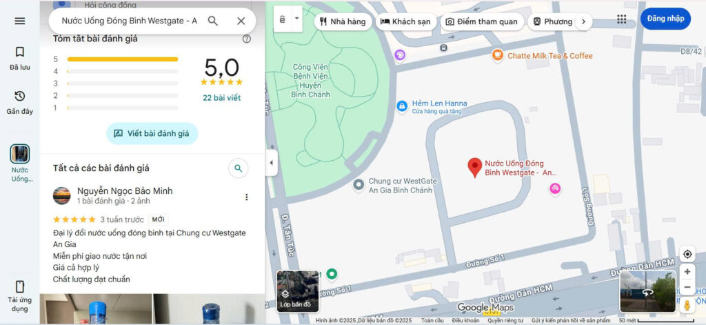 Tìm kiếm nước Shirawa trên Google Maps tại chung cư Westgate Bình Chánh