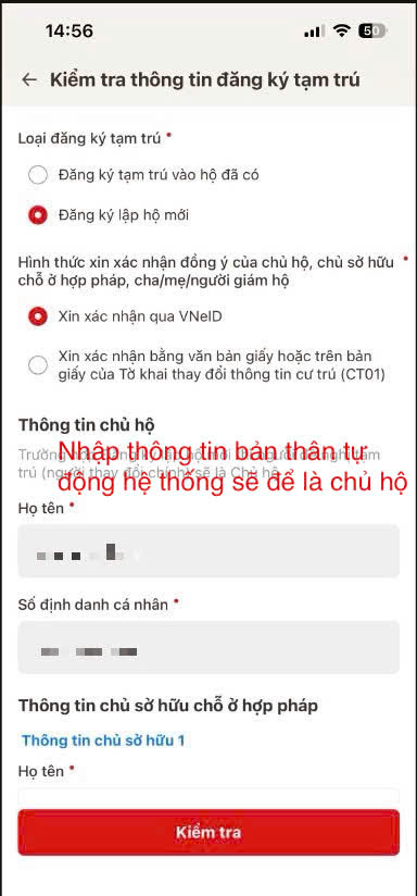 thực hiện đăng ký tạm trú trên VNeid