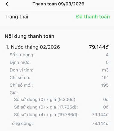 tiền nước sử dụng khi ở chung cư