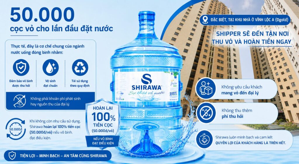 Cọc vỏ lần đầu 50.000 đặt nước Shirawa tại khu nhà ở vĩnh lộc