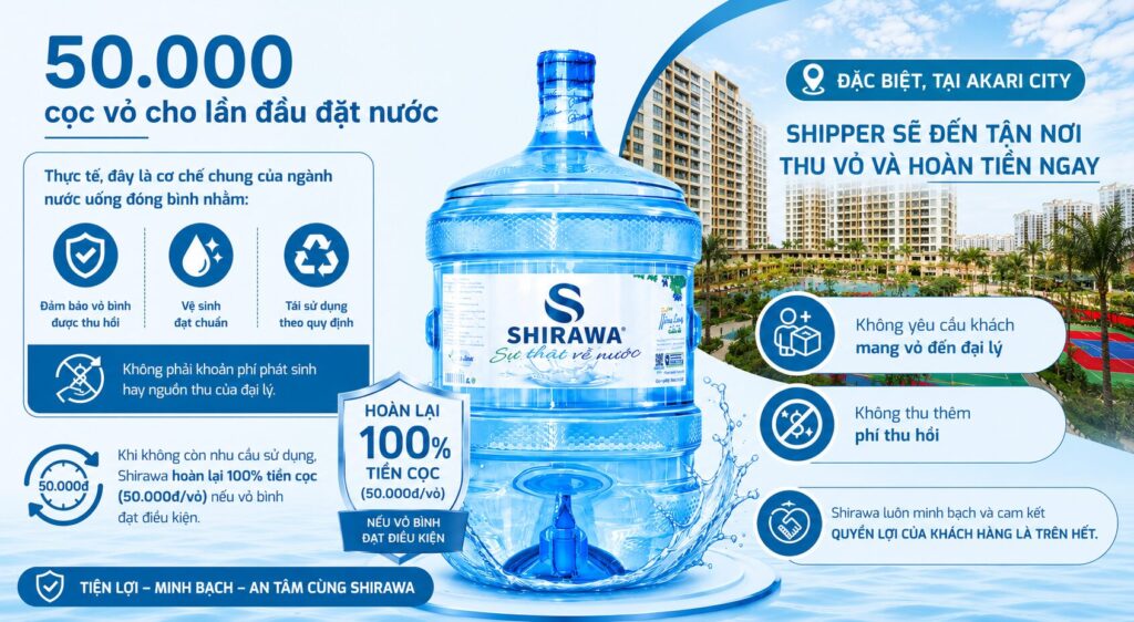 đặt cọc vỏ bình Shirawa, hoàn cọc 100%