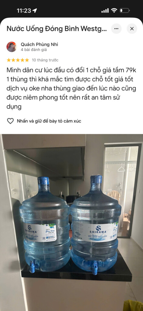 Đánh giá của khách hàng nước Shirawa điểm giao Westgate
