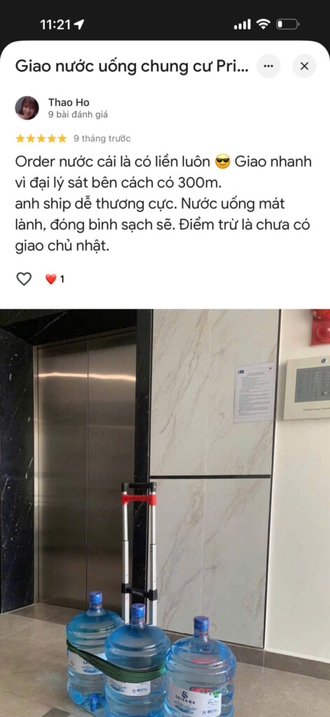 Khách hàng đánh giá nước Shirawa điểm giao Privia khang điền