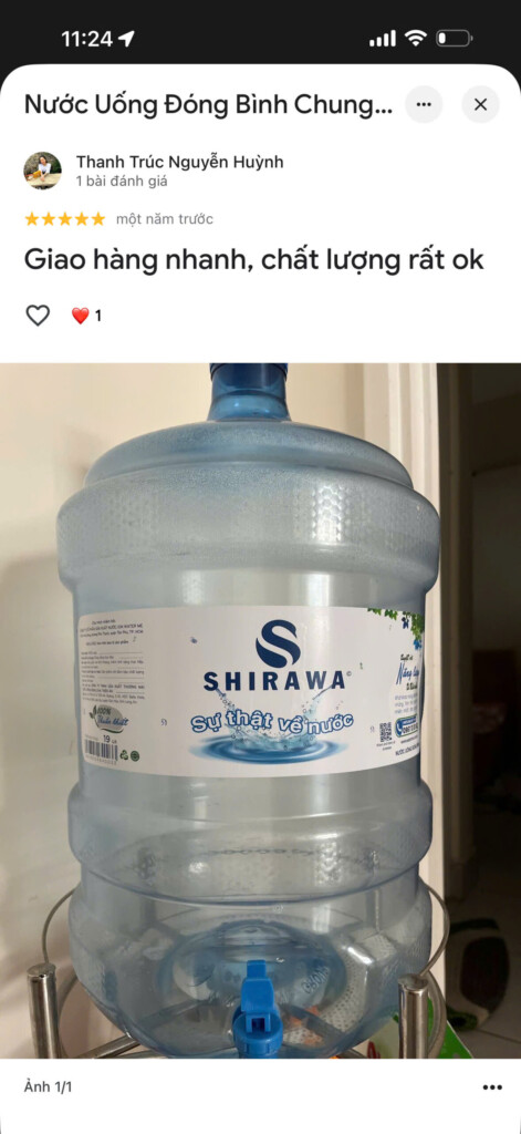 Khách hàng đánh giá nước Shirawa điểm giao Hồ Học Lãm